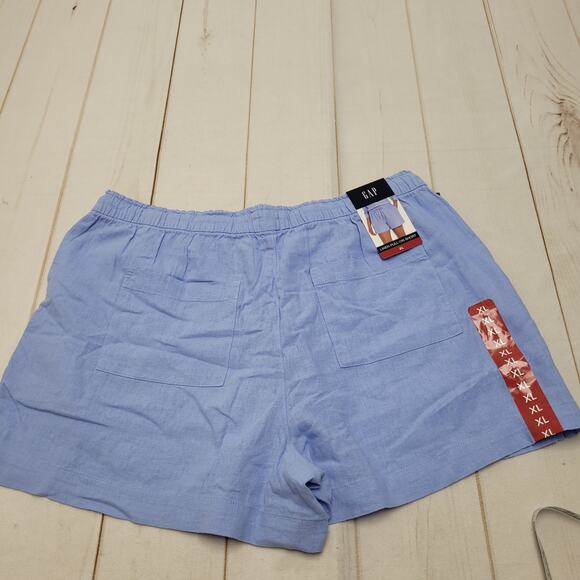 Gap NWT light blue linen pull on shorts drawstring minimalist - Picture 2 of 7